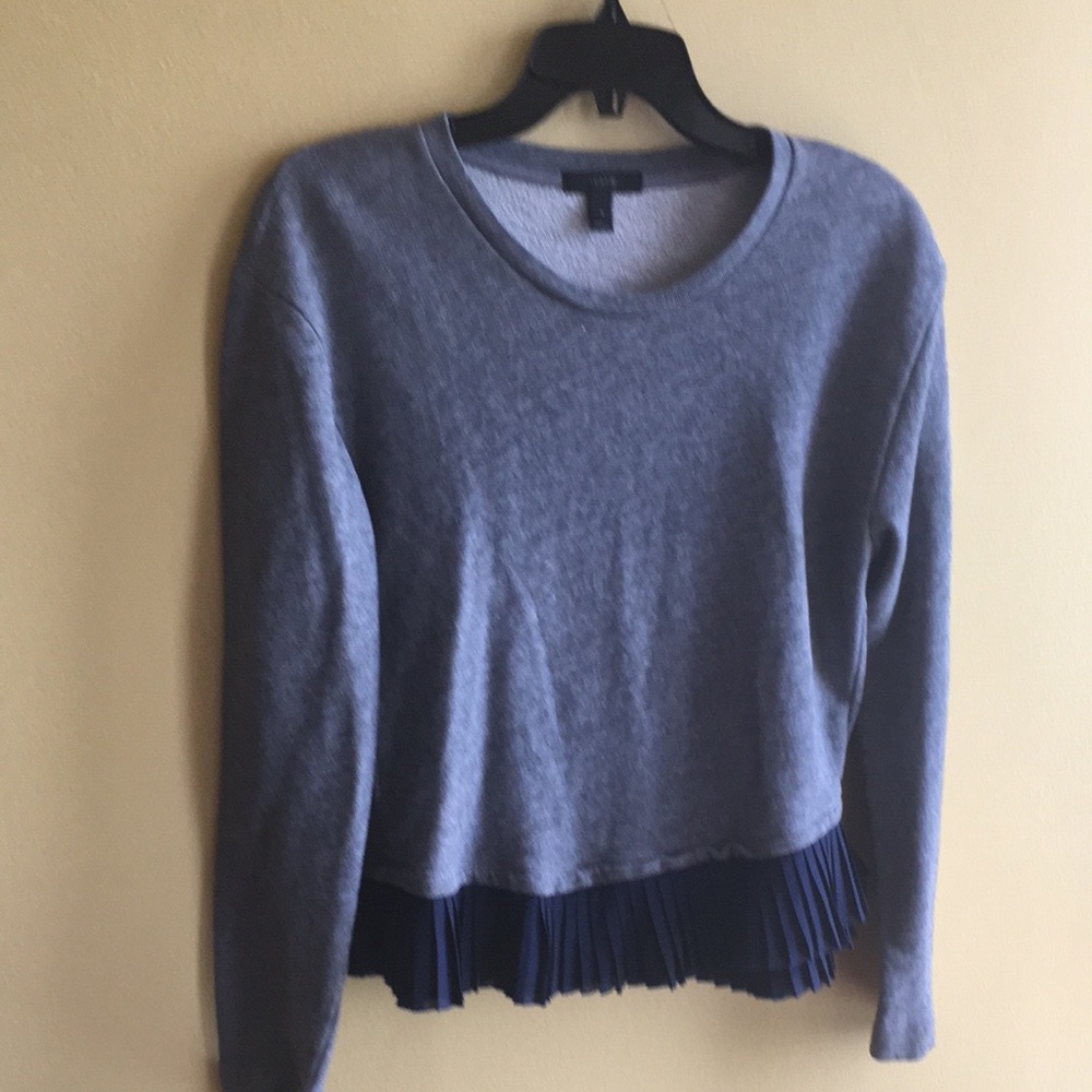JCrew flirty sweatshirt with chiffon pleats